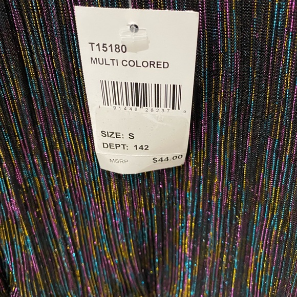 Lush Ladies Black Rainbow Metallic Dressy Tiered Cami/Tank Top - S - Picture 6 of 10